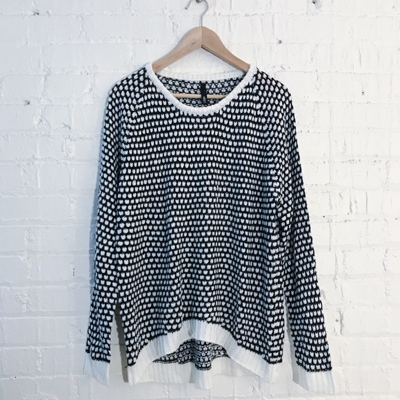 Elan Sweaters - Elan cream/white knit high low chunky sweater L